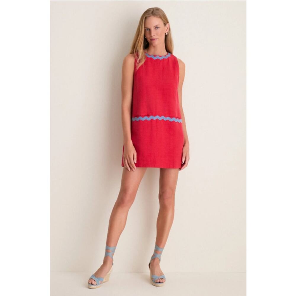 Tuckernuck Cherry Ric Rac Corby Shift Dress Size Small Resort Wear Party Mini - Picture 4 of 10